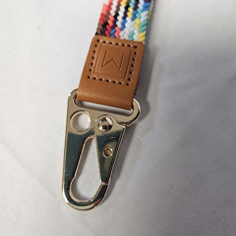 Multicolor Woven‎ Keychain with Leather Accent Wristlet